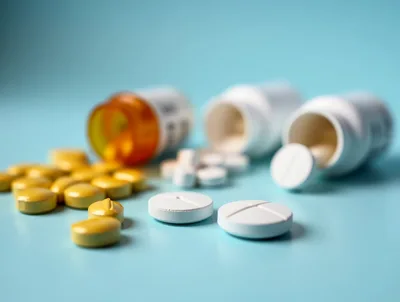 Assorted Prescription Pills and Medication Bottles