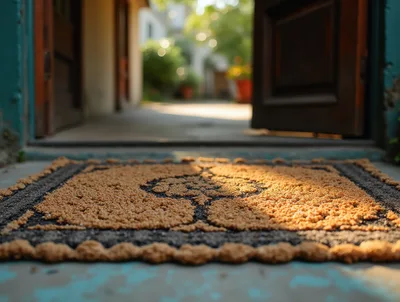 Textured Doormat At The Entrance Of A Sunny Home