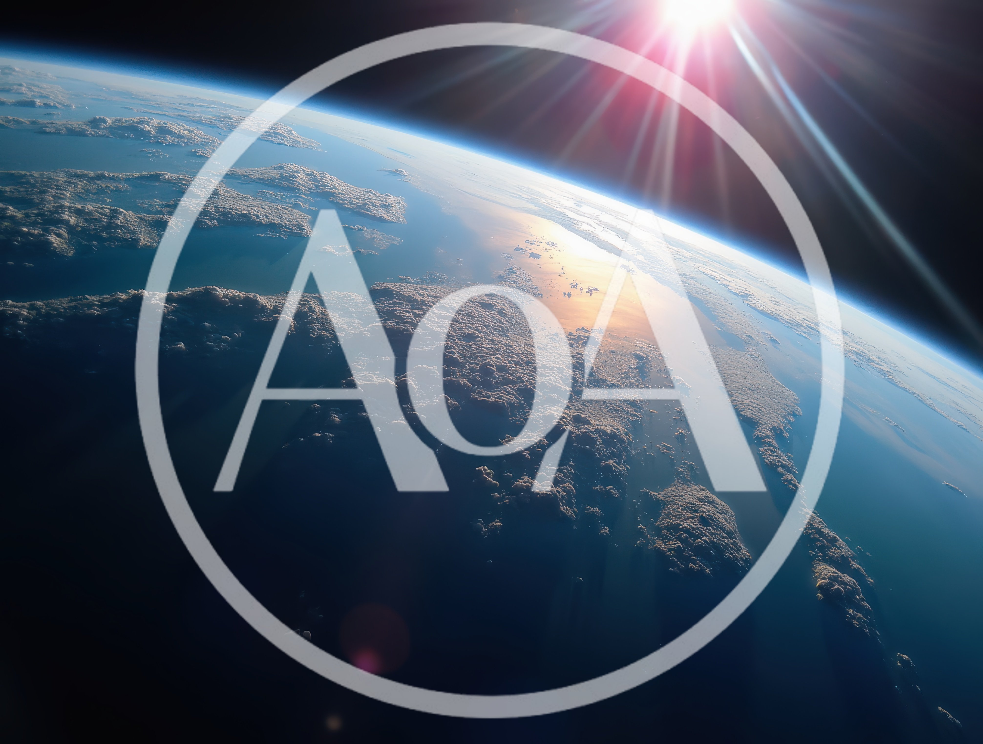 Earth Horizon View From Space With Sun Flare