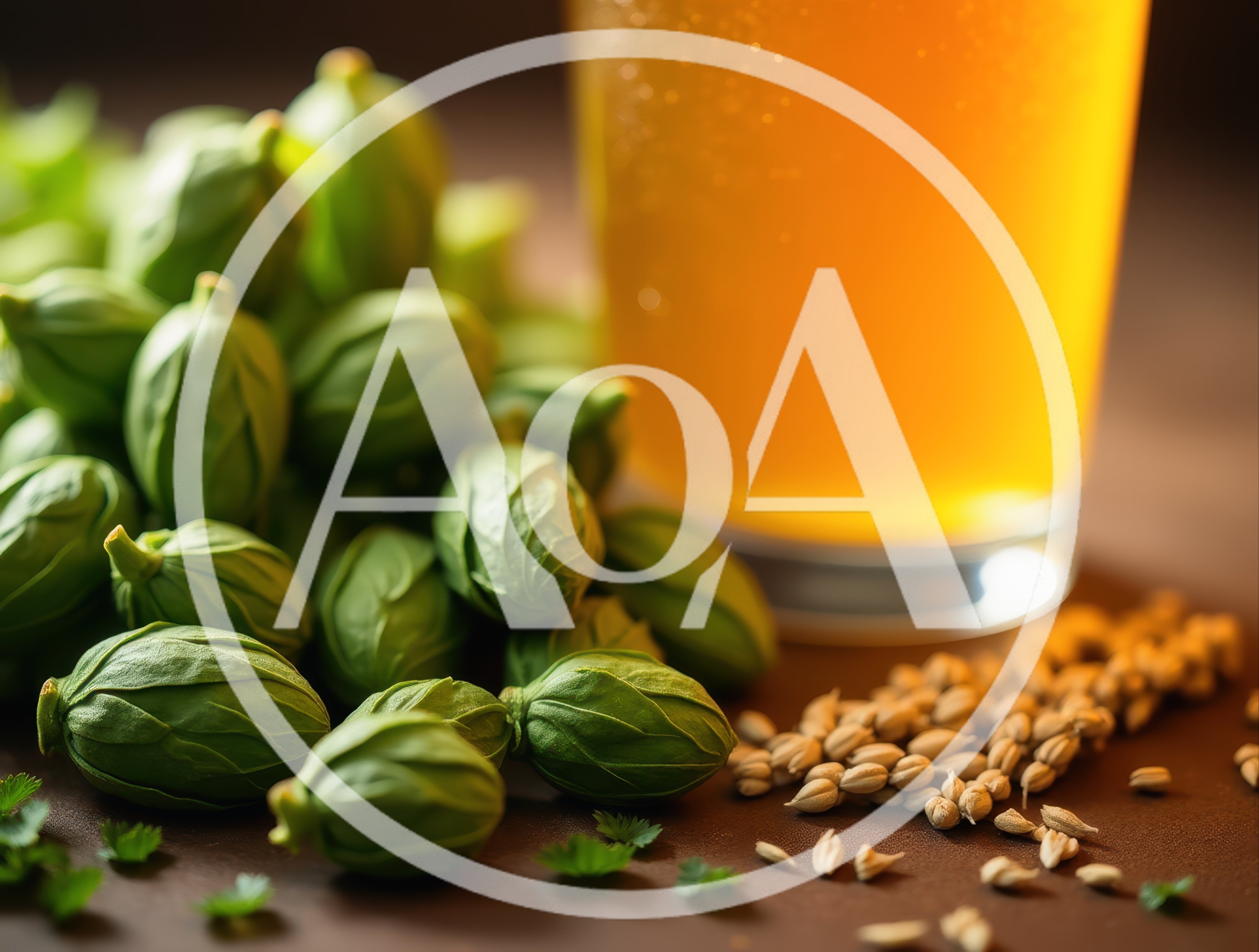 Fresh Hops and Barley Grains Beside Beer Glass