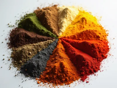 Vibrant Assortment Of Colorful Spices Arranged In A Circle