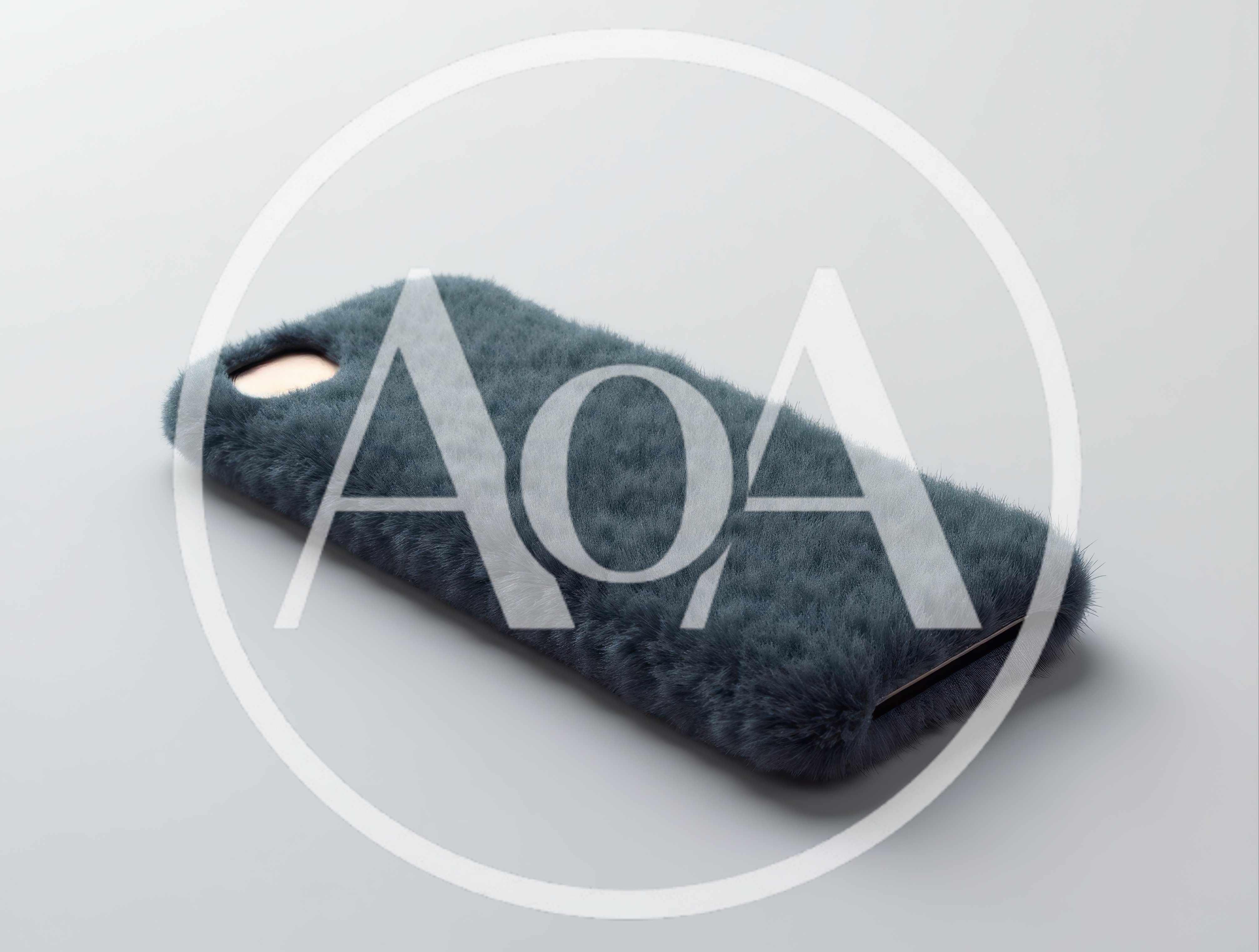 Furry Dark Gray Smartphone Case On White Background
