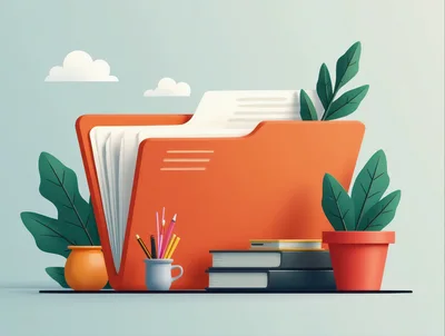 3D Illustration Of An Orange Office File Folder
