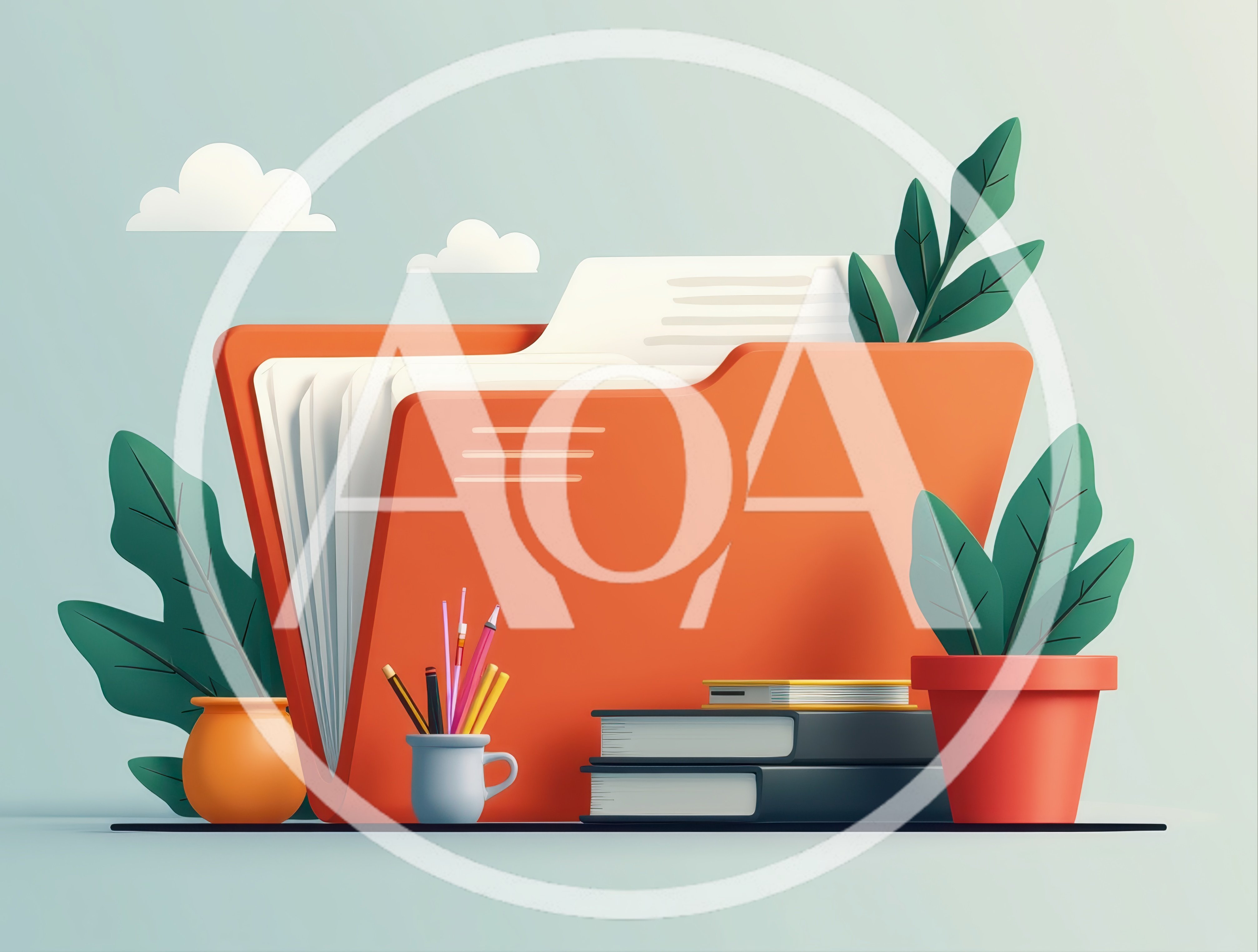 3D Illustration Of An Orange Office File Folder