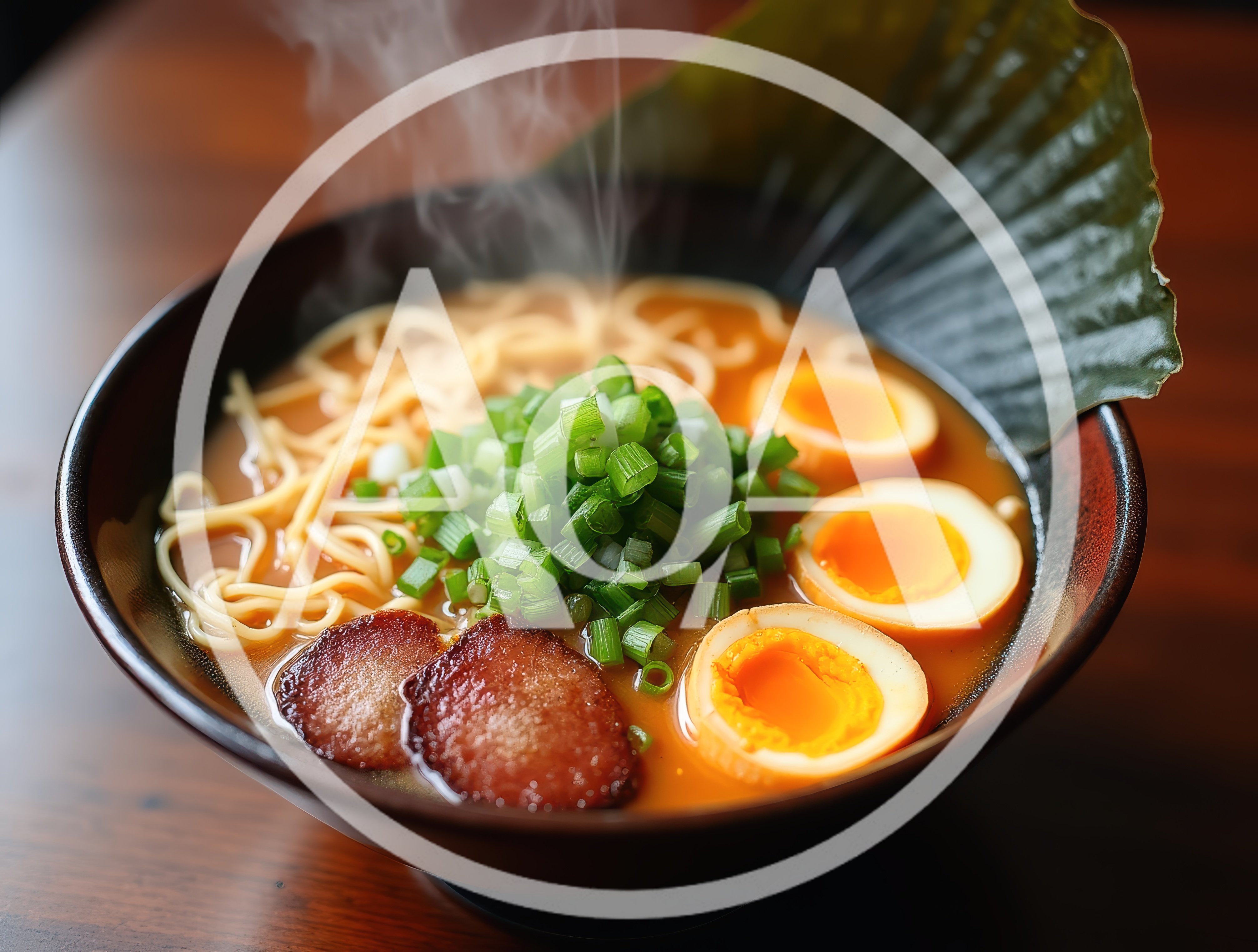 Steaming Bowl Of Japanese Ramen With Toppings
