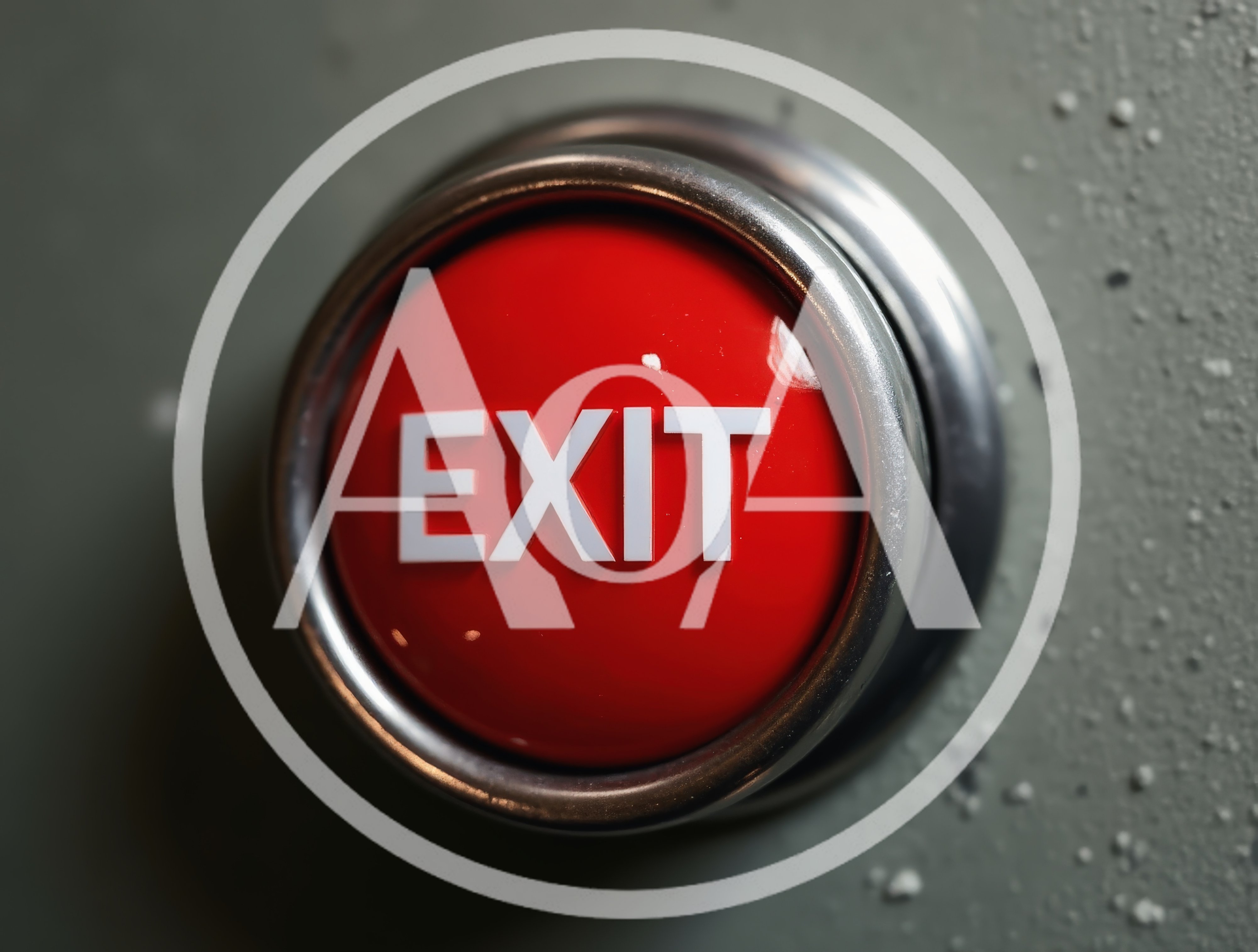 Red Exit Button Mounted On A Textured Wall