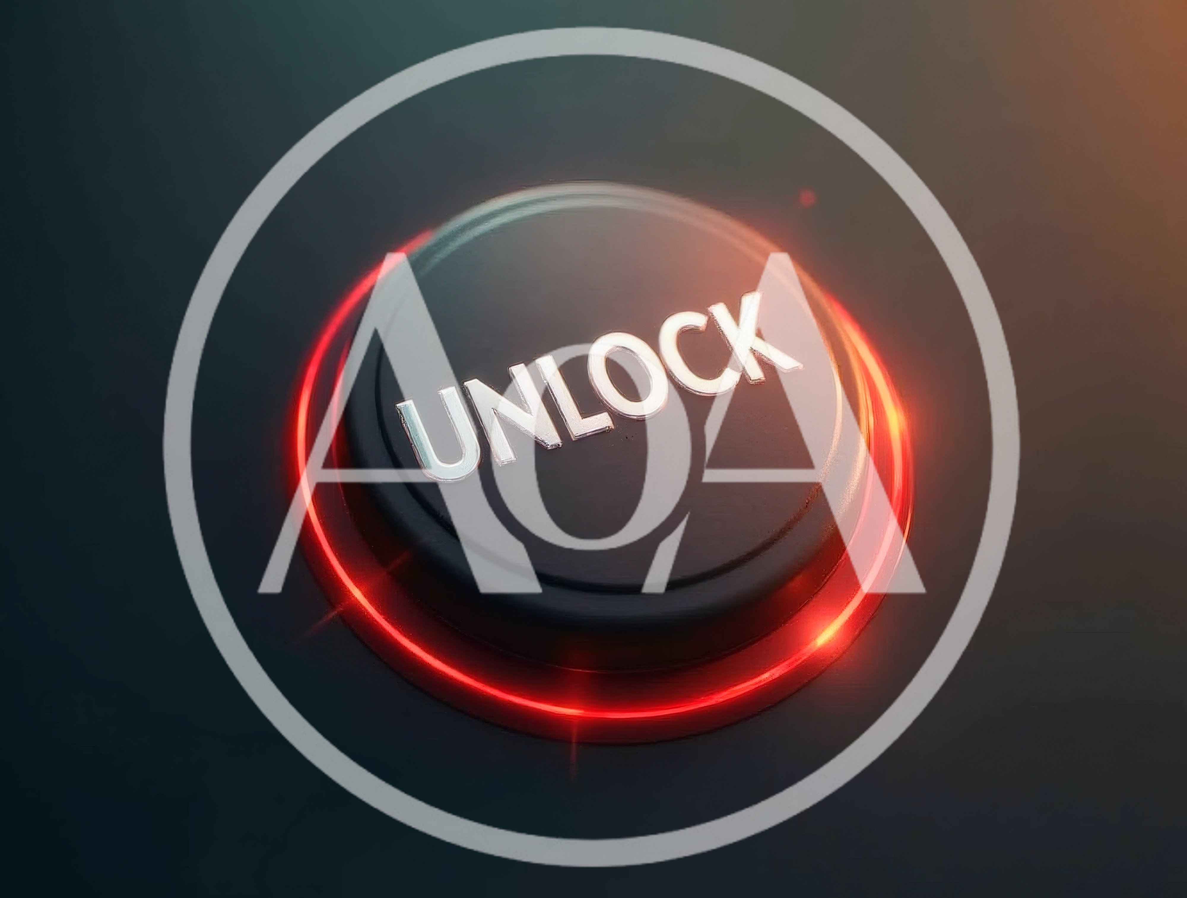 Glowing Red Unlock Button On Dark Surface