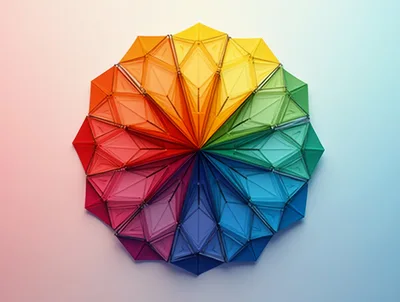 Geometric Color Wheel Made Of Translucent Plastic Prisms
