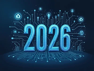 Digital 2026 New Year Concept With Circuit Board Background
