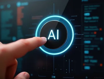 Finger Touching Digital AI Interface Button