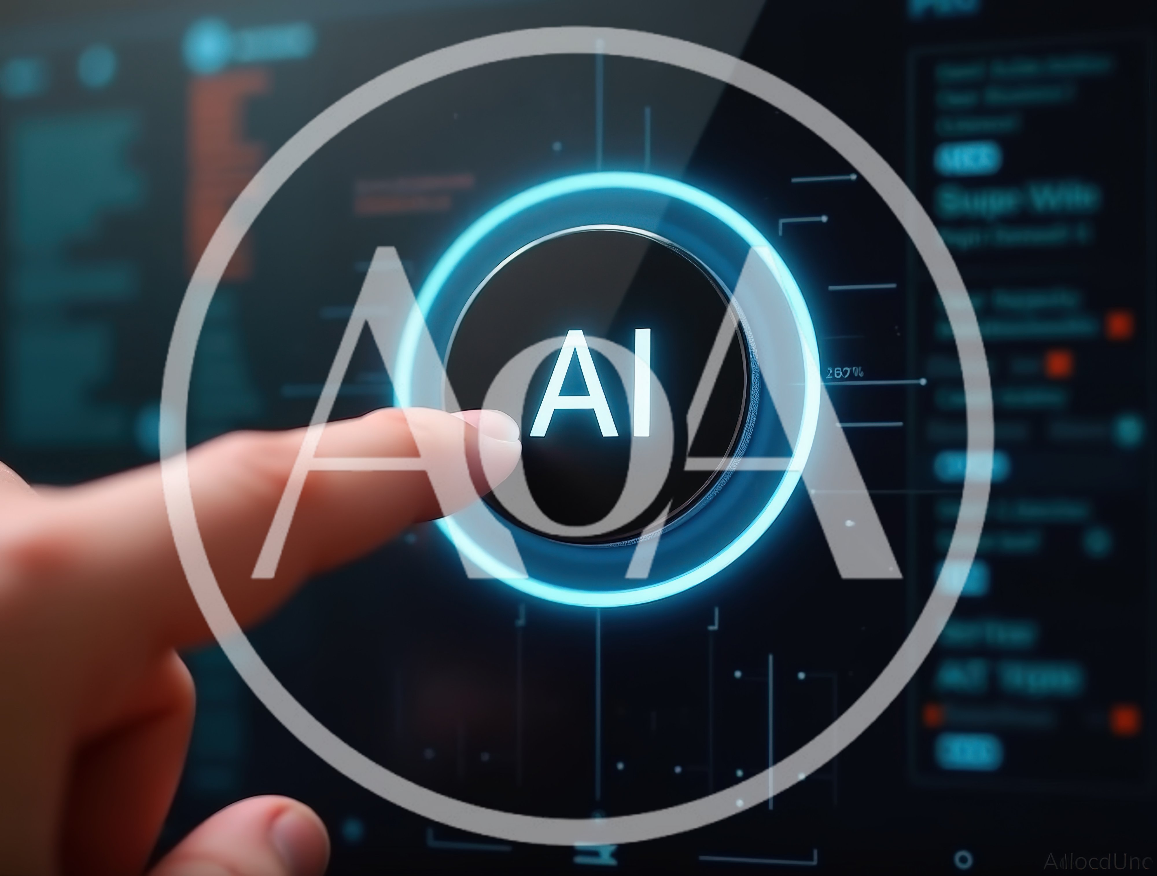 Finger Touching Digital AI Interface Button