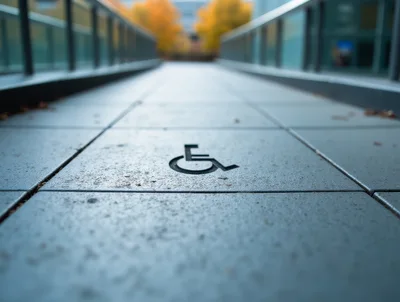 Wheelchair Accessible Path With Symbol On Pavement