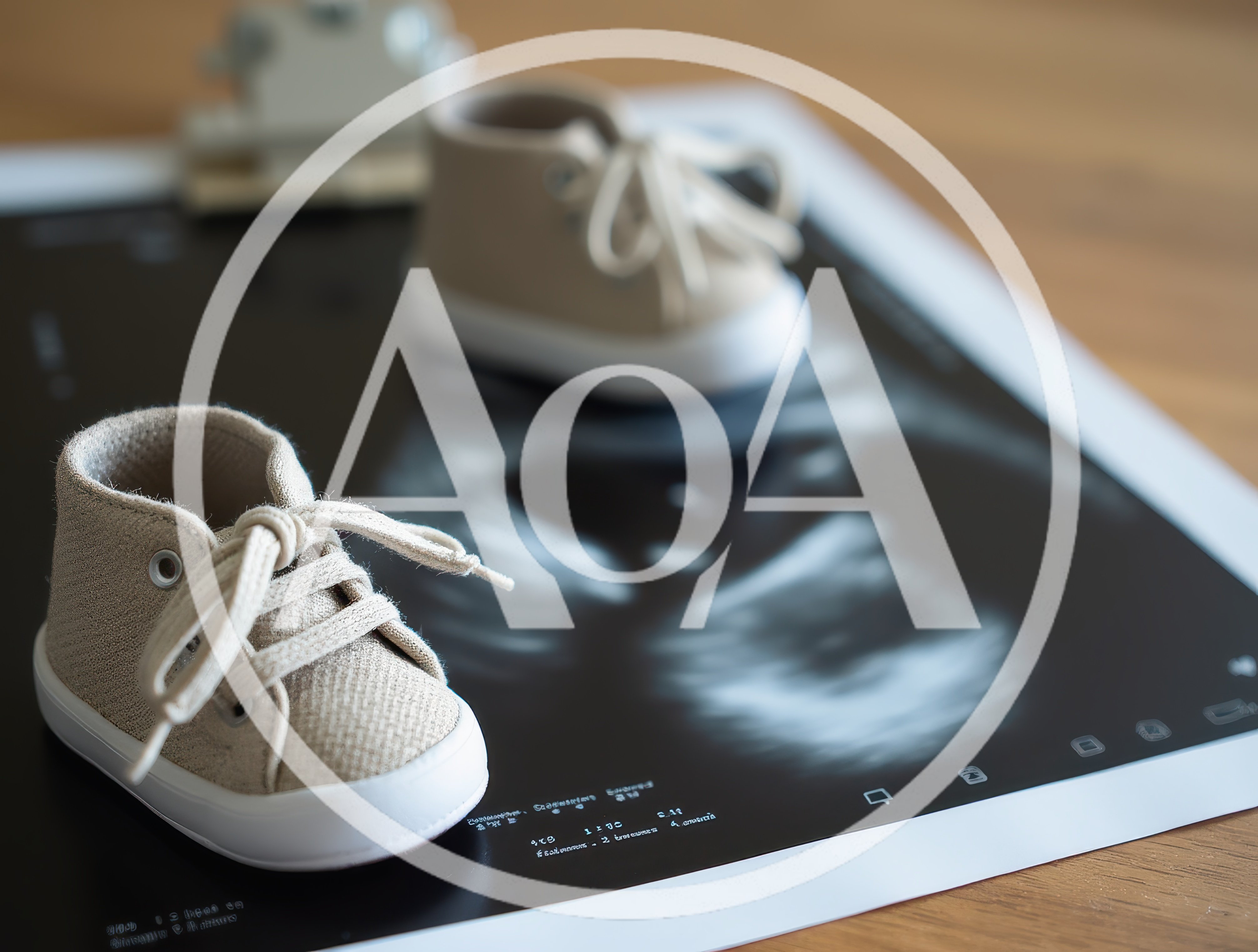 Baby Shoes Placed On An Ultrasound Scan