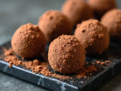 Gourmet Chocolate Truffles Dusted With Cocoa Powder