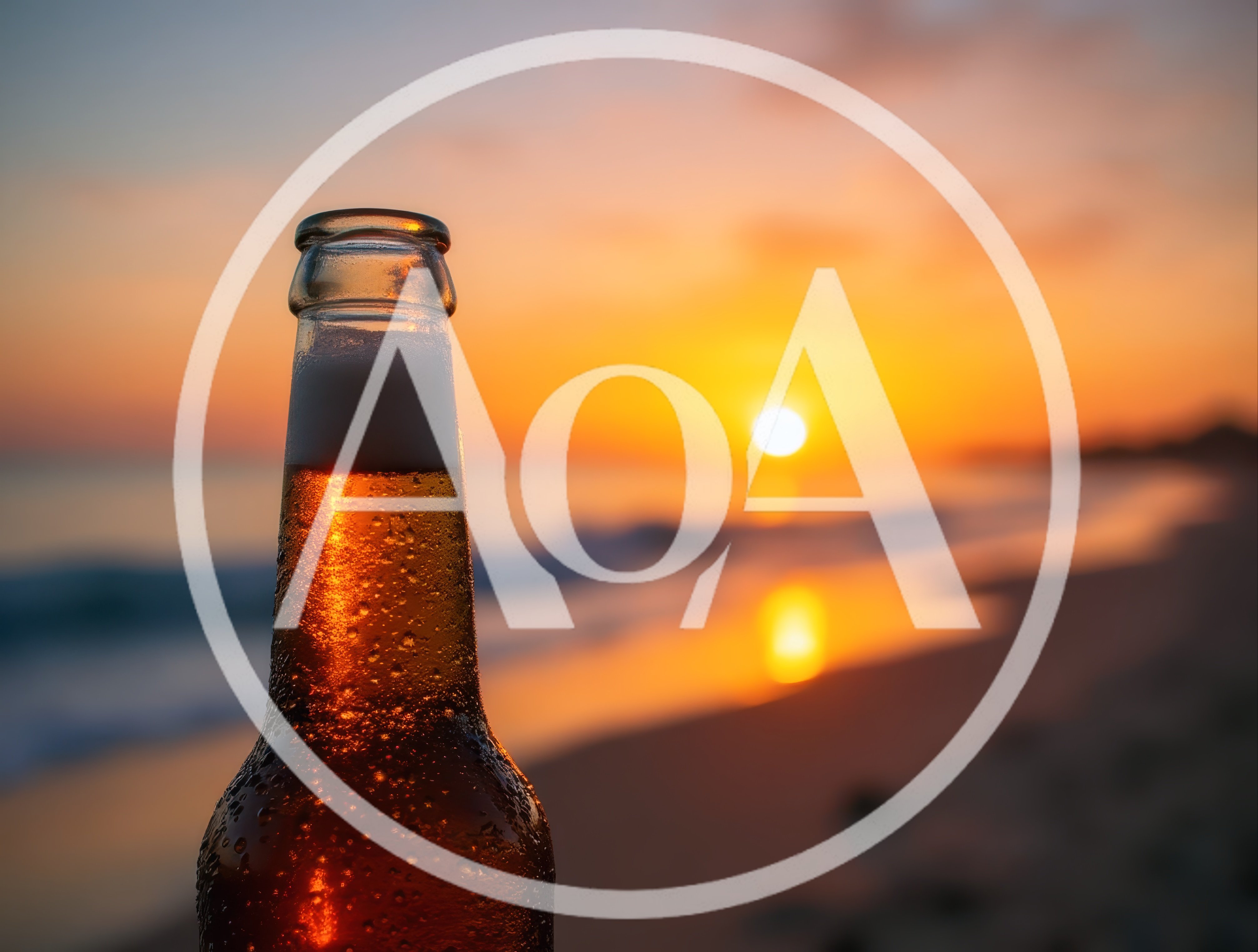 Cold Beer Bottle On A Tropical Beach At Sunset