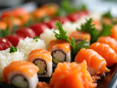 Fresh Salmon Sushi Rolls Platter