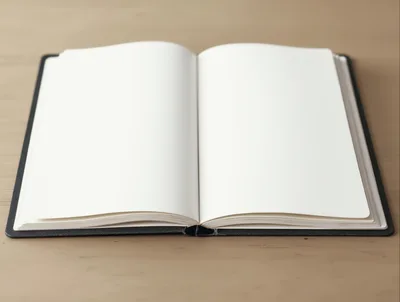 Open Blank Notebook On A Wooden Table