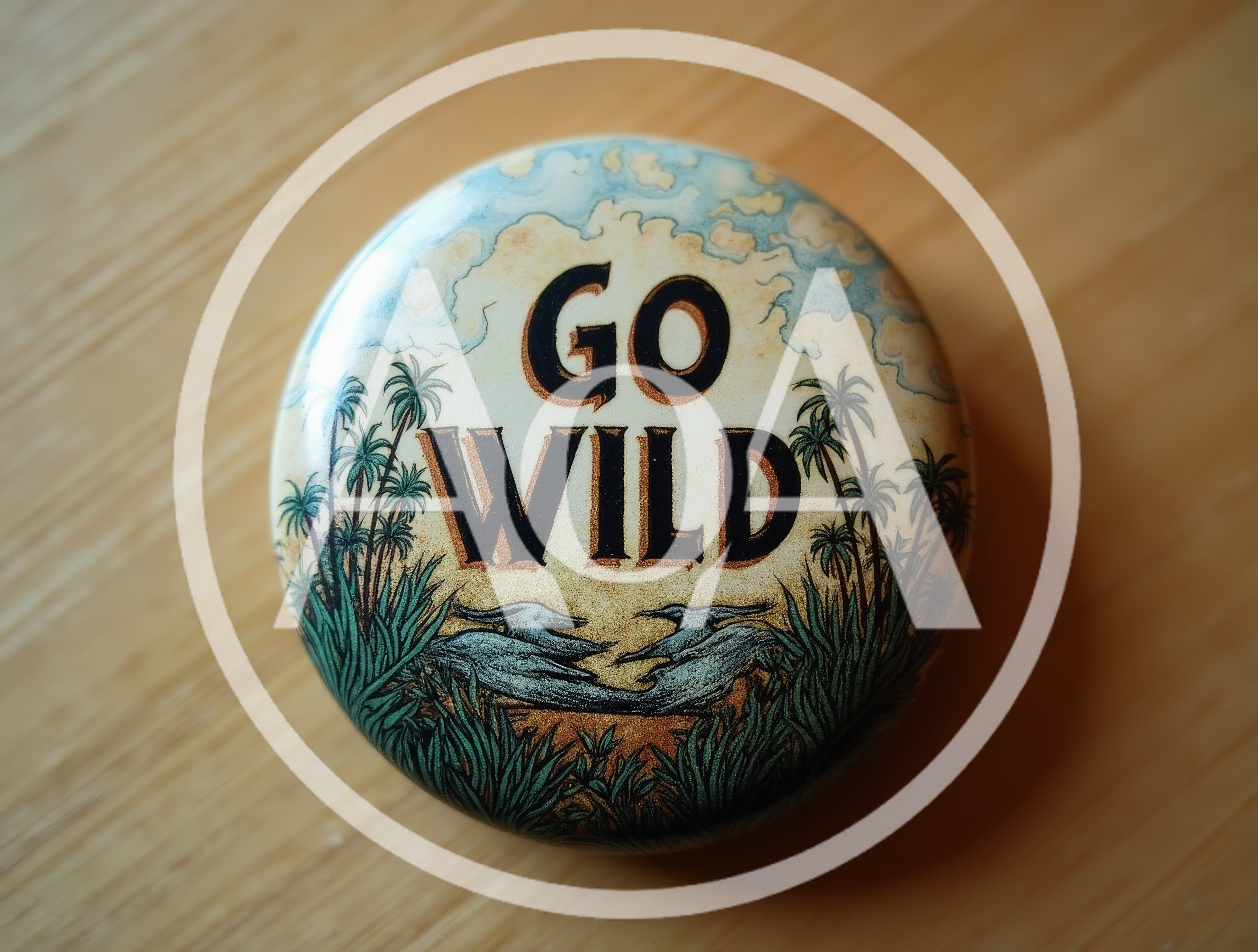 Round Pinback Button With Go Wild Text Design