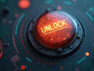 Glowing Unlock Button On Futuristic Control Panel