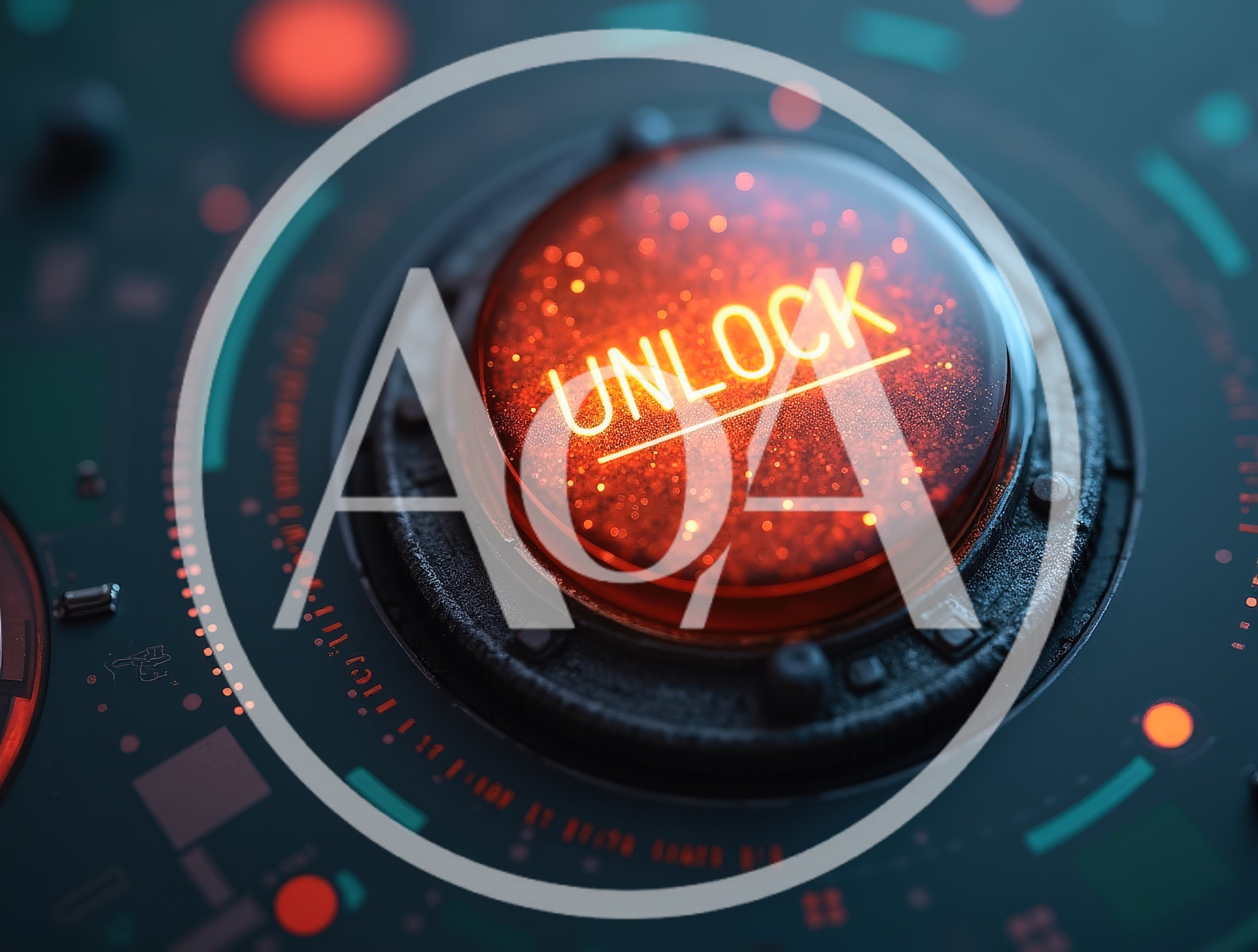 Glowing Unlock Button On Futuristic Control Panel
