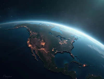 Satellite View Of North America At Night