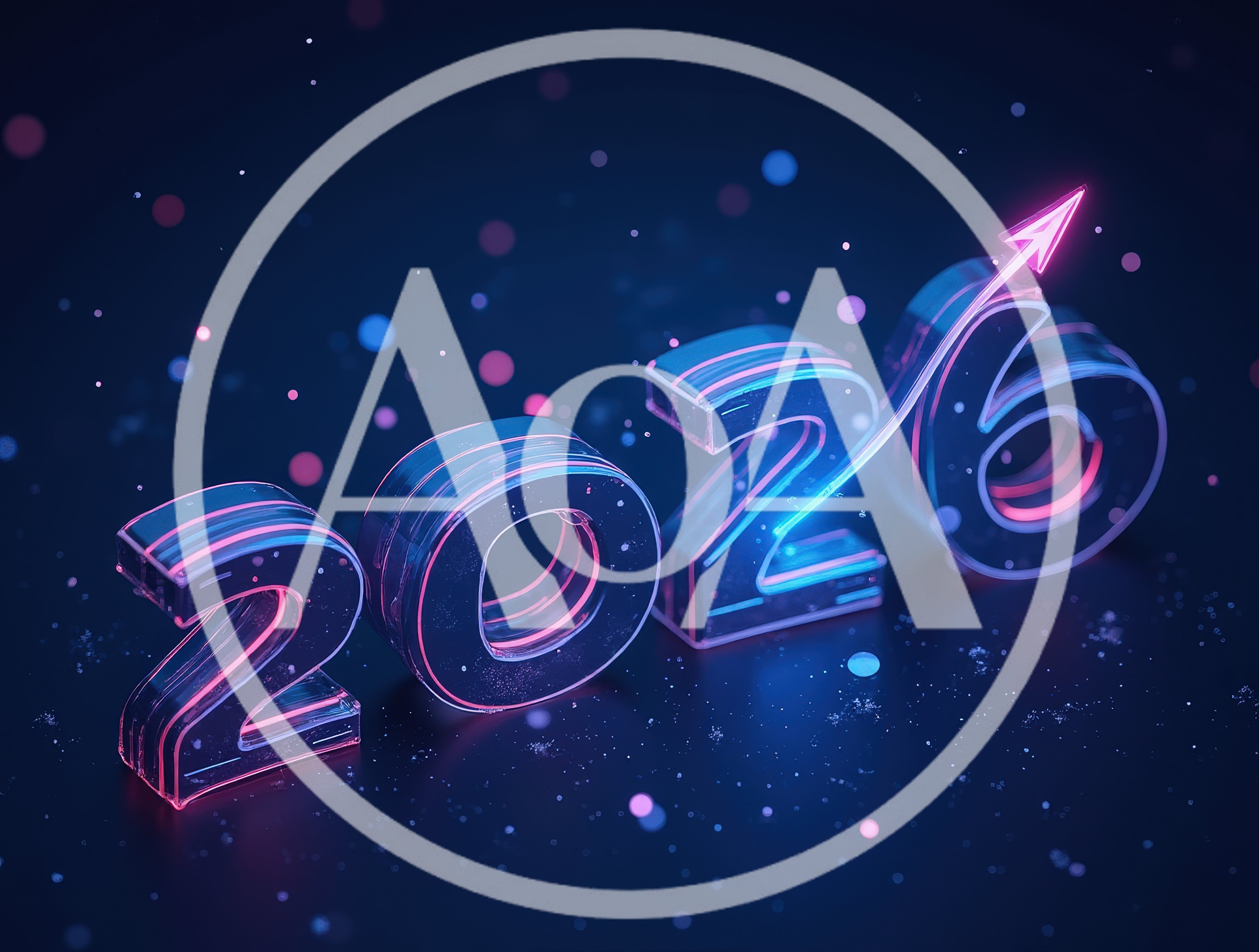 Glowing 3D Neon 2026 Text With Rising Arrow