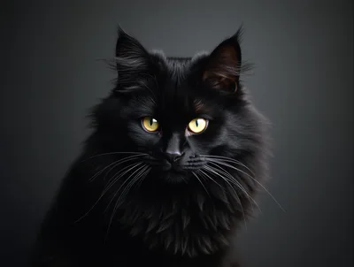 Portrait Of A Majestic Black Maine Coon Cat