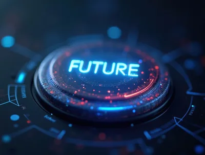 Futuristic Glowing Button With Digital Interface