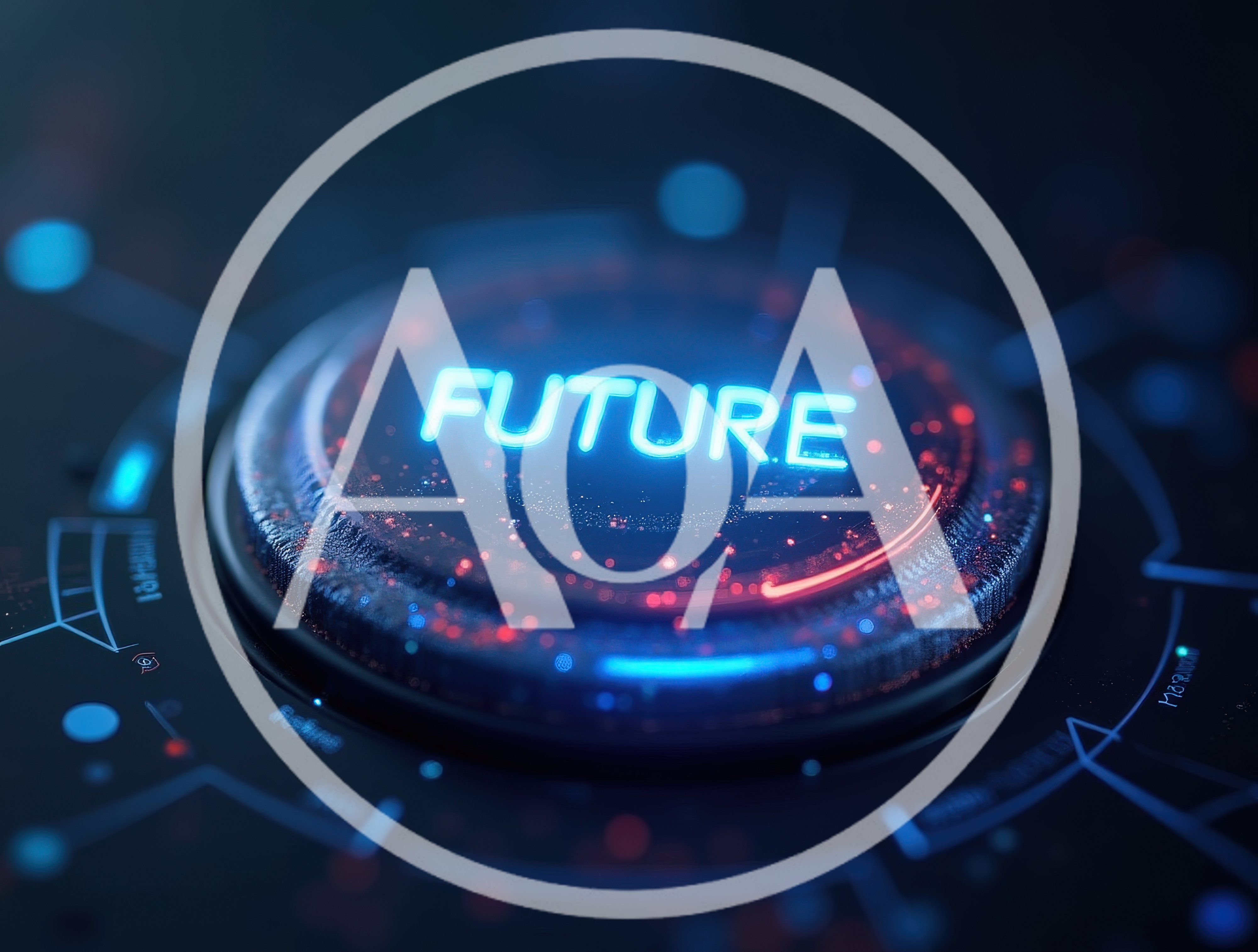 Futuristic Glowing Button With Digital Interface