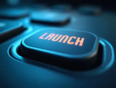 Close Up Of A Glowing Launch Button