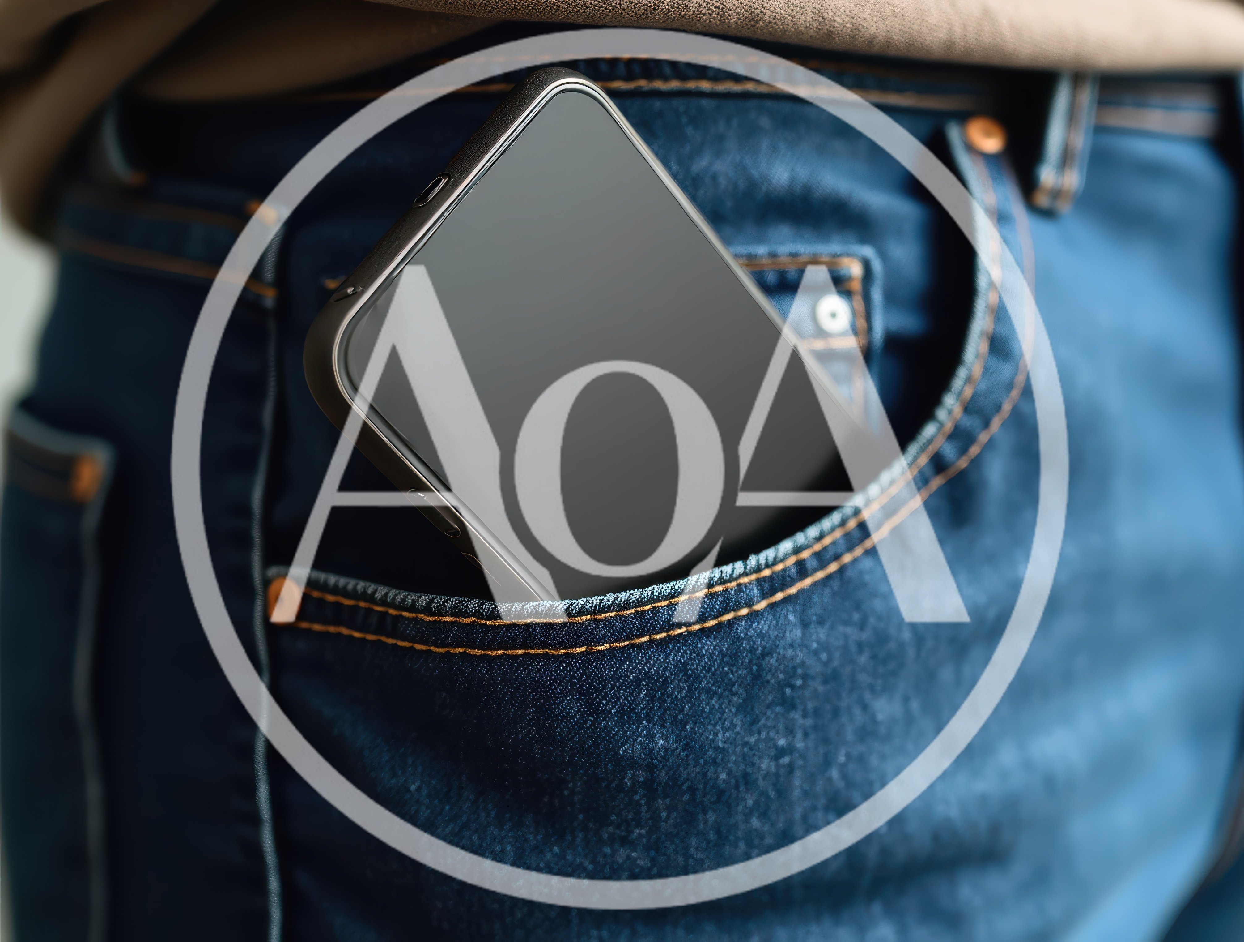 Smartphone Partially Inserted Into Blue Denim Jeans Pocket