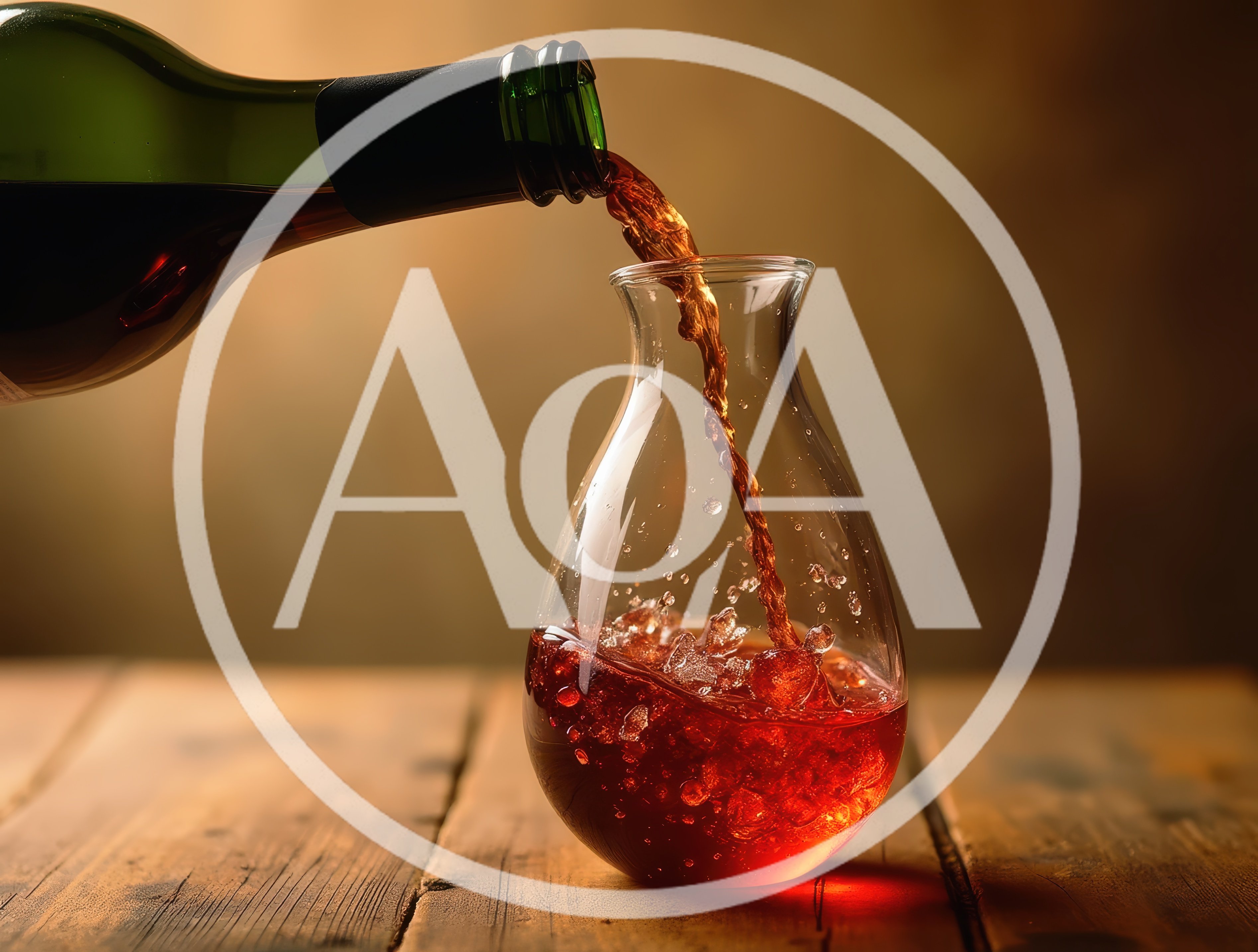 Red Wine Pouring Into A Glass Decanter