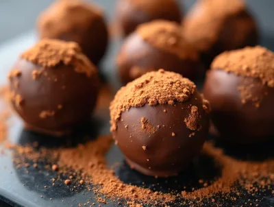 Gourmet Chocolate Truffles Dusted With Cocoa Powder