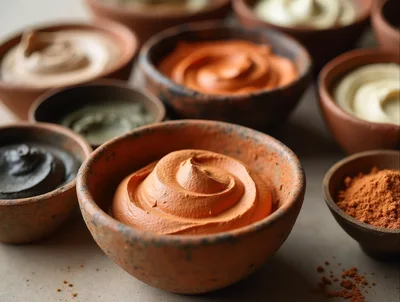 Assorted Clay Face Masks In Small Terracotta Bowls