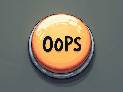 Yellow Oops Button On A Grey Background