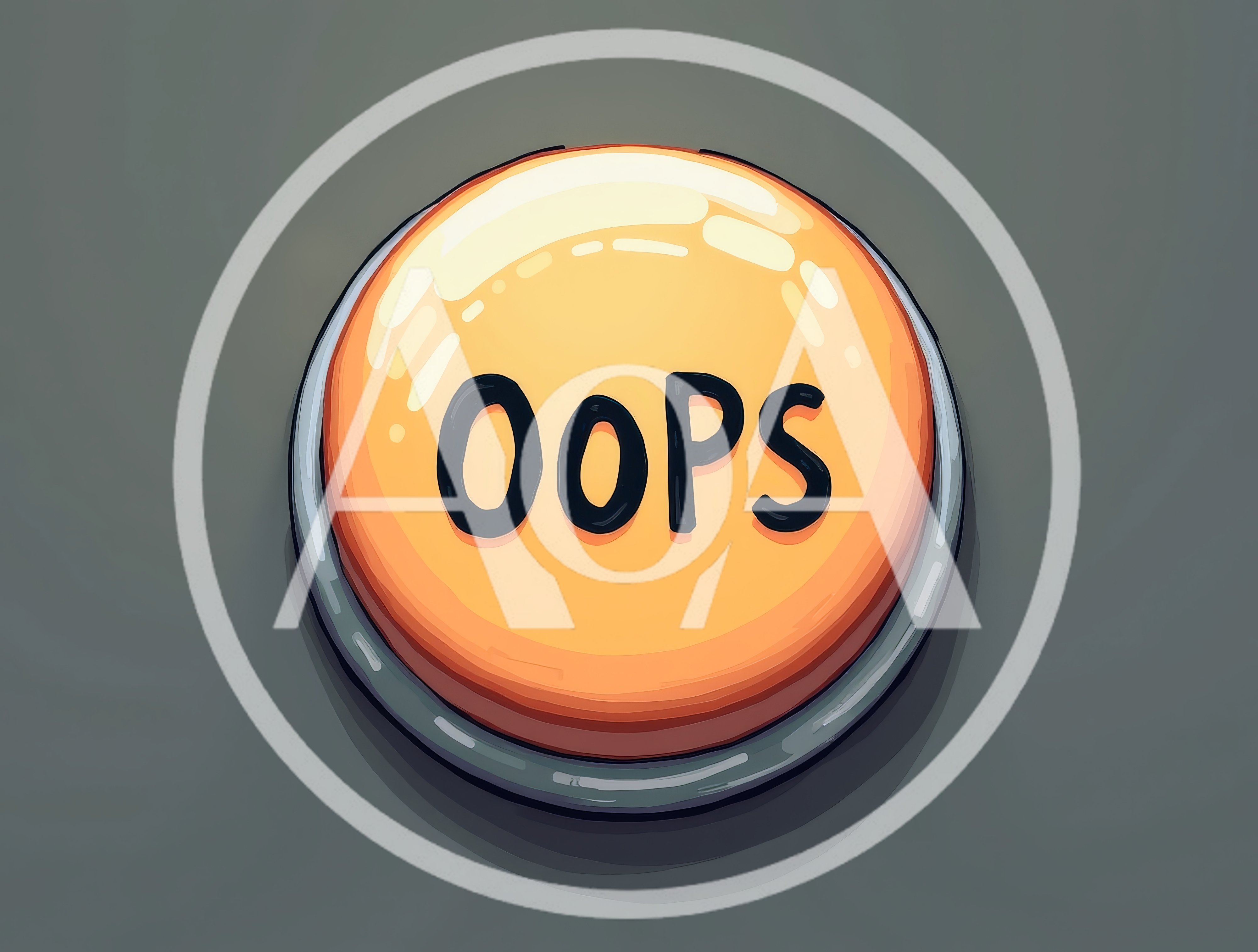 Yellow Oops Button On A Grey Background