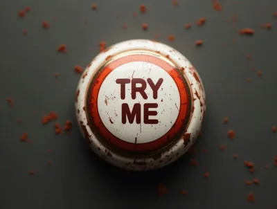 Top Down View Of A Dirty Try Me Button
