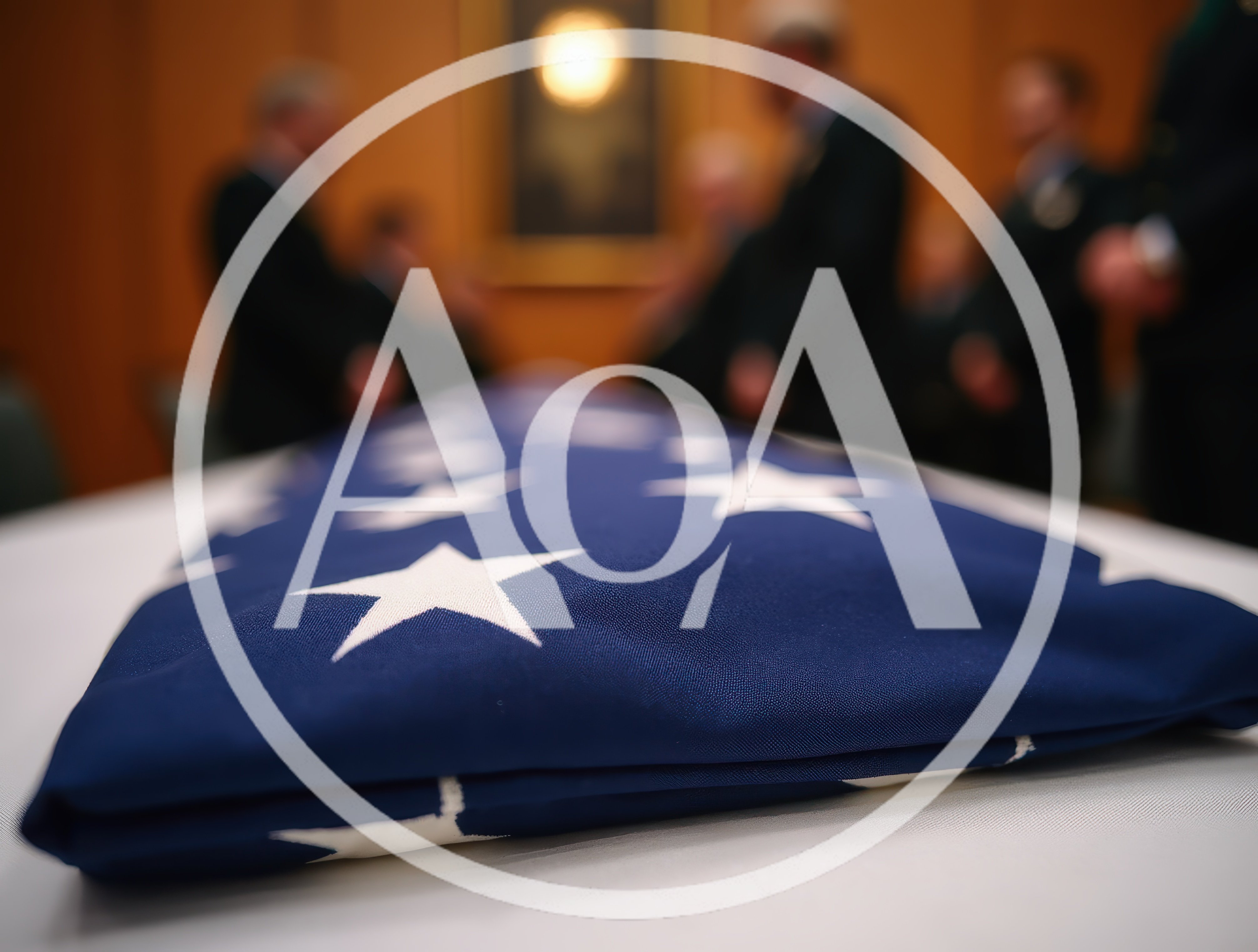 Folded American Flag Resting On A Table