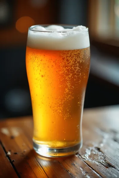 Cold Glass Of Golden Beer On Wooden Table