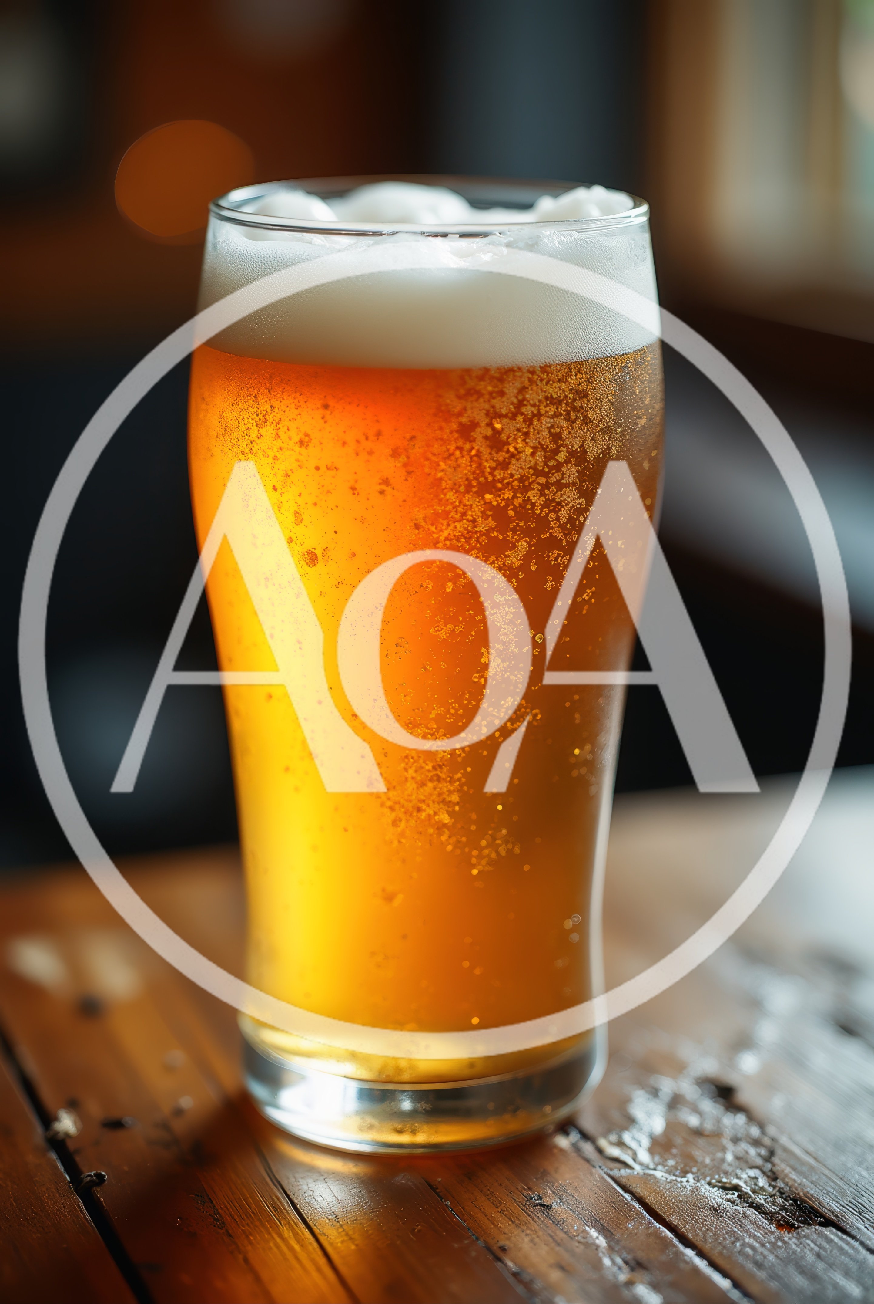 Cold Glass Of Golden Beer On Wooden Table