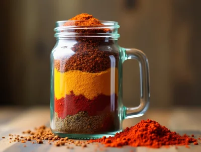 Layered Spices In A Glass Mason Jar