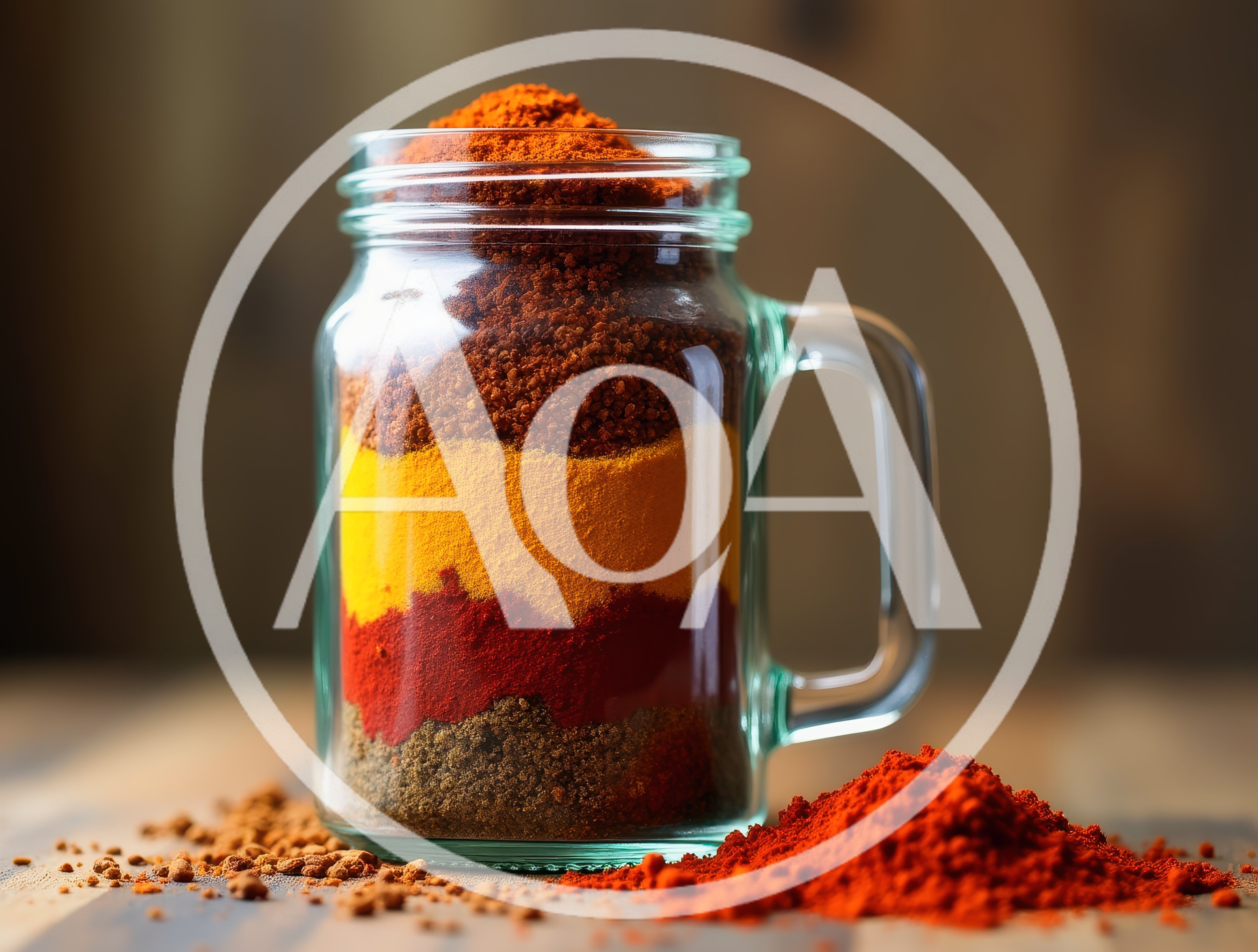 Layered Spices In A Glass Mason Jar