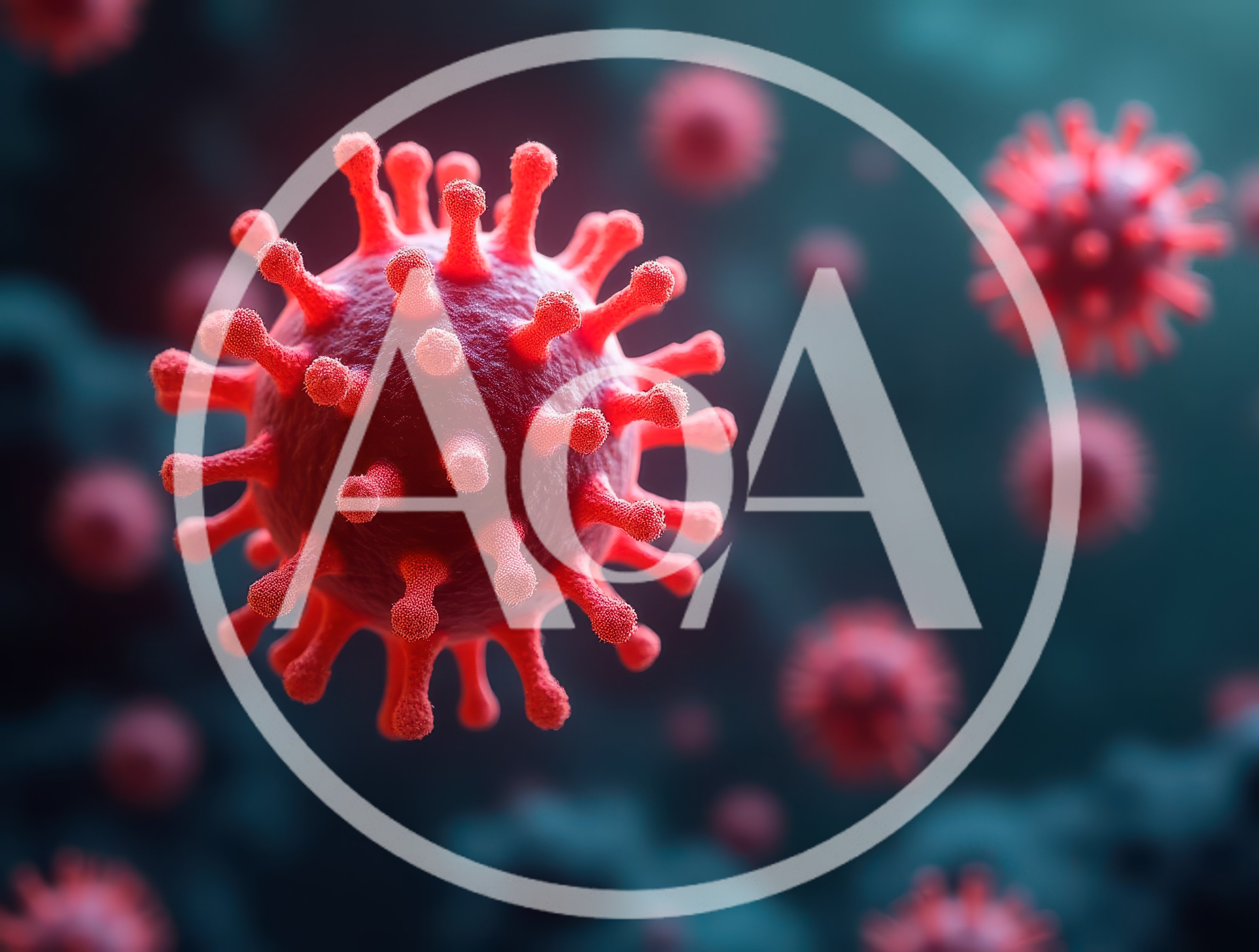 3D Render Of Red Coronavirus Cells