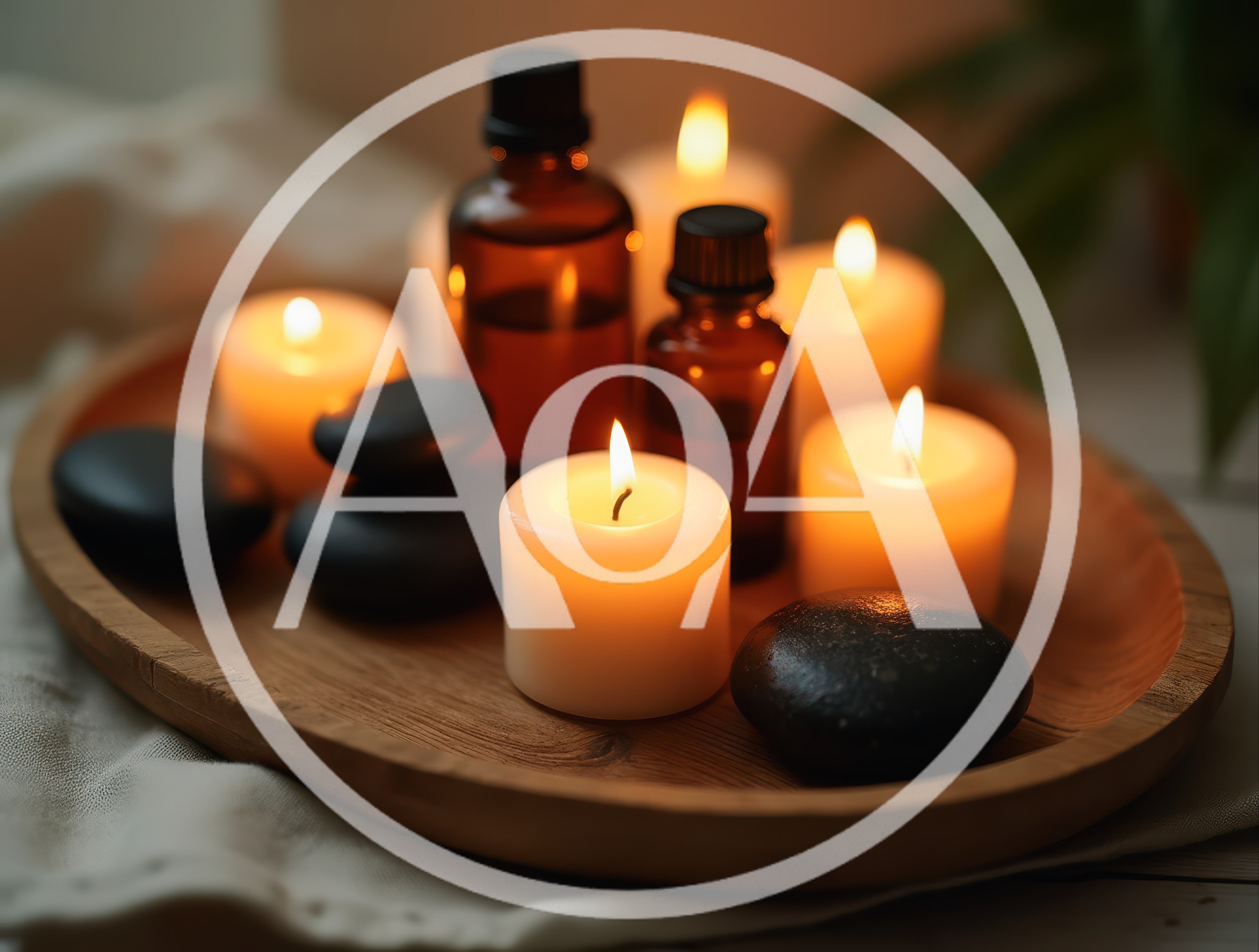 Spa Relaxation Setting With Candles And Essential Oils