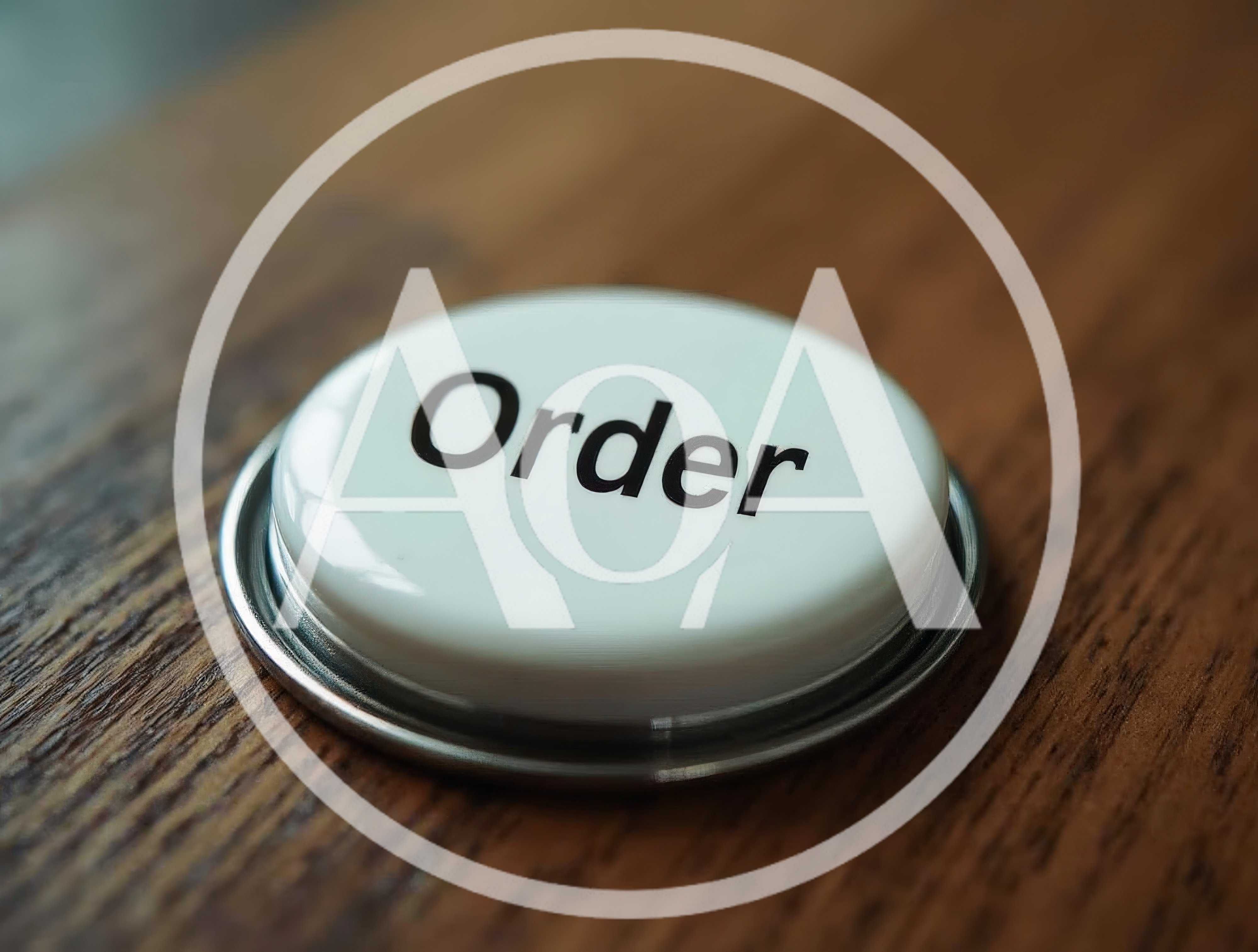 White Order Button On A Wooden Surface