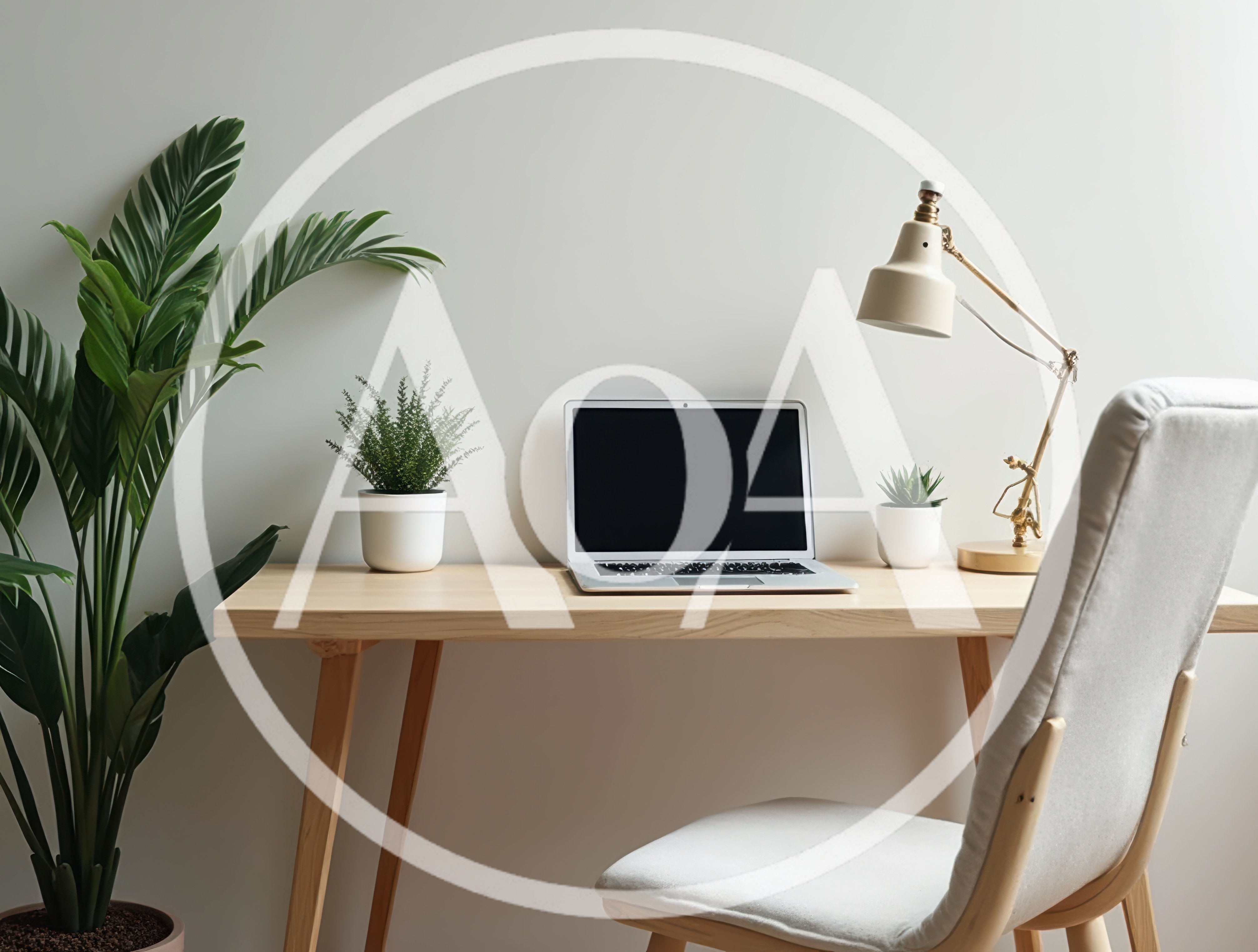 Minimalist Home Office Workspace With Laptop And Plants