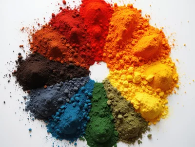 Vibrant Pigment Powder Color Wheel On White Background