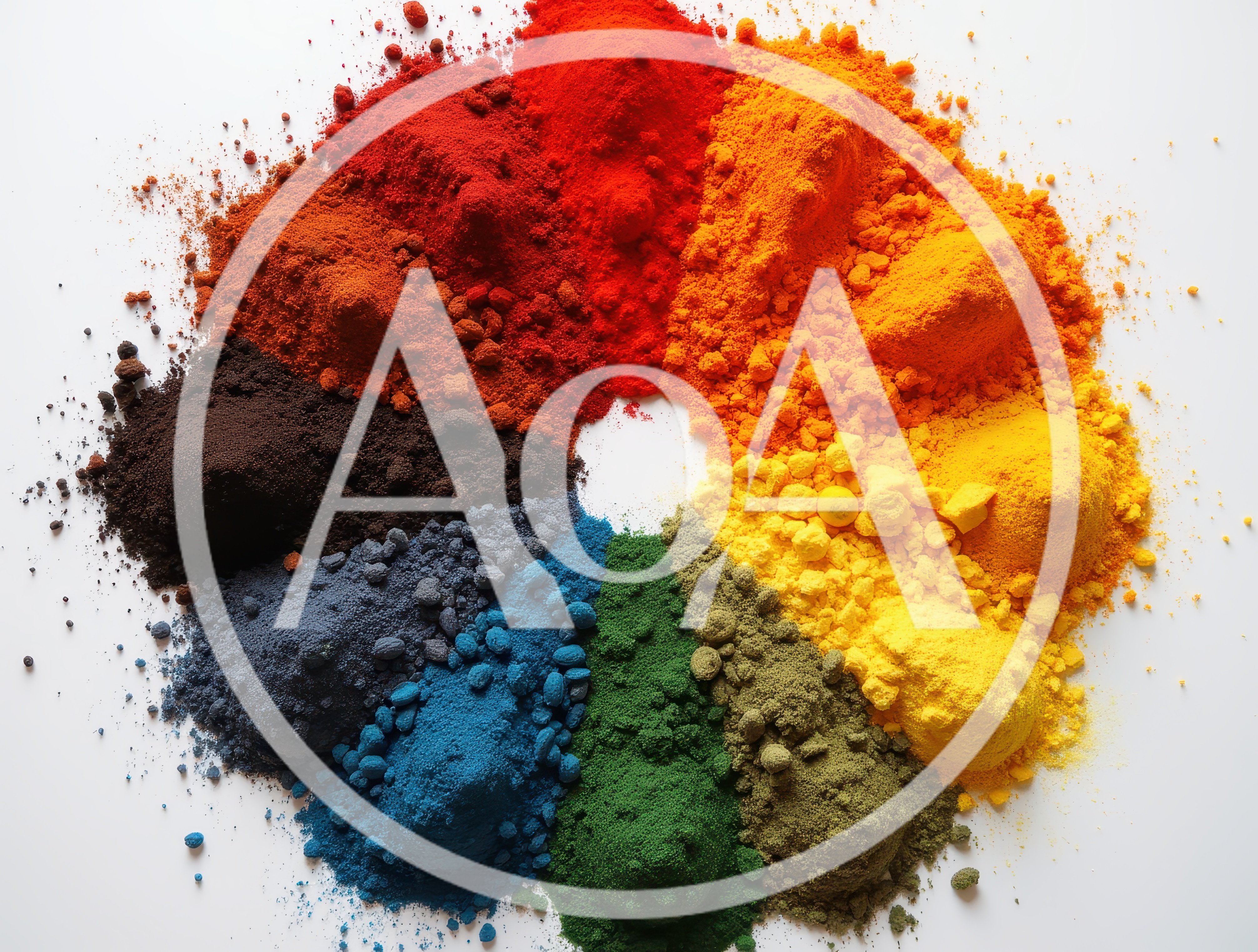 Vibrant Pigment Powder Color Wheel On White Background
