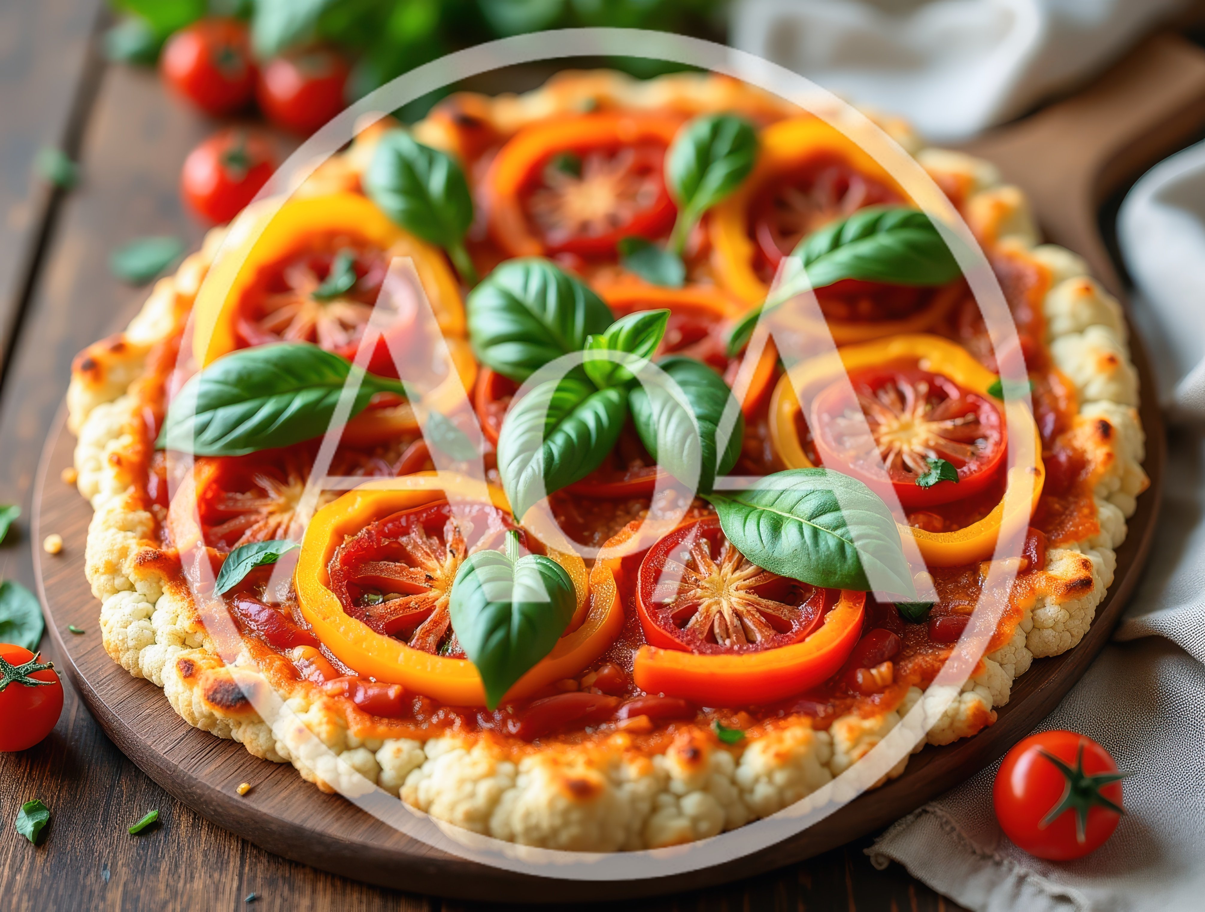Cauliflower Crust Pizza With Fresh Tomatoes And Basil