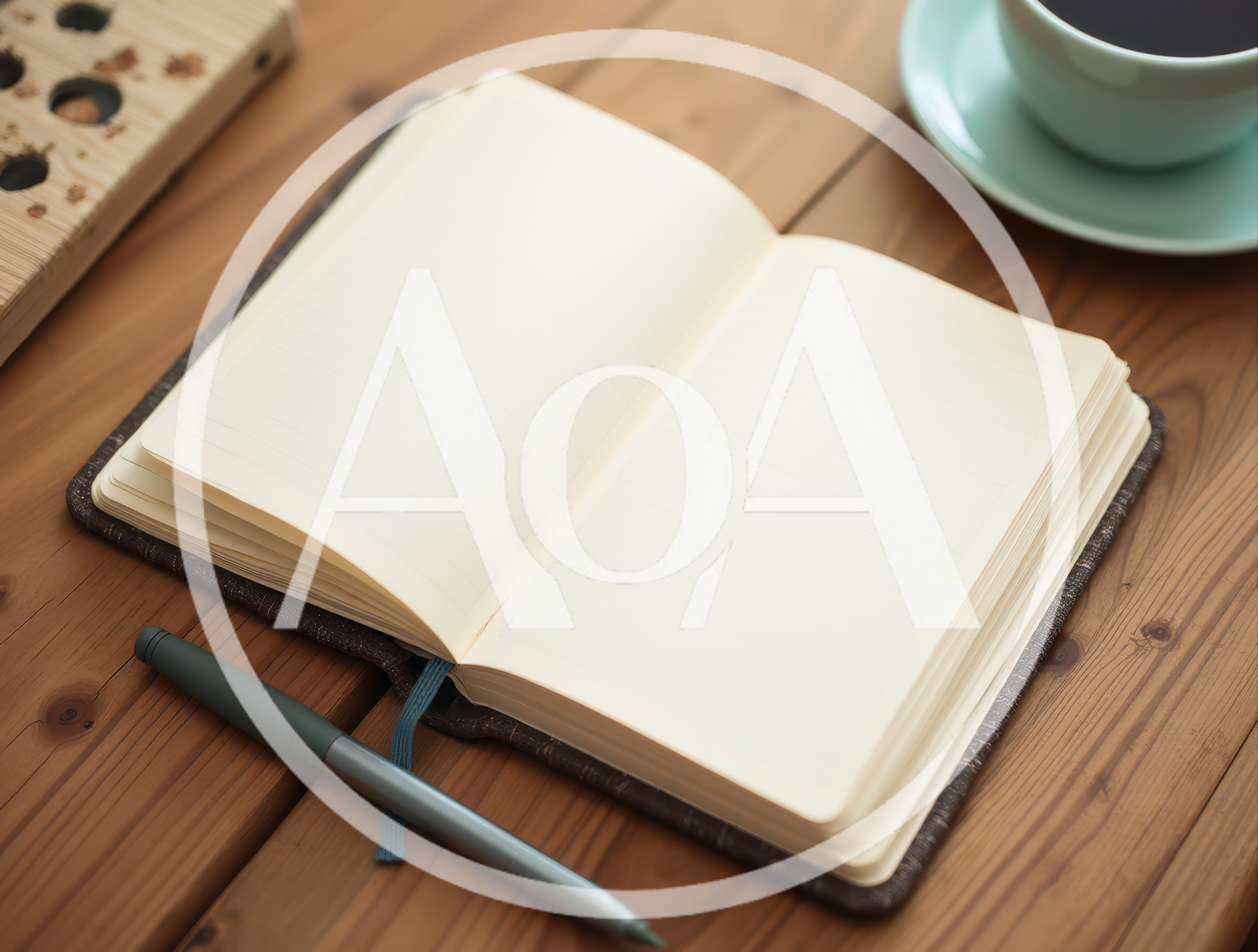 Open Notebook With Pen On Wooden Desk